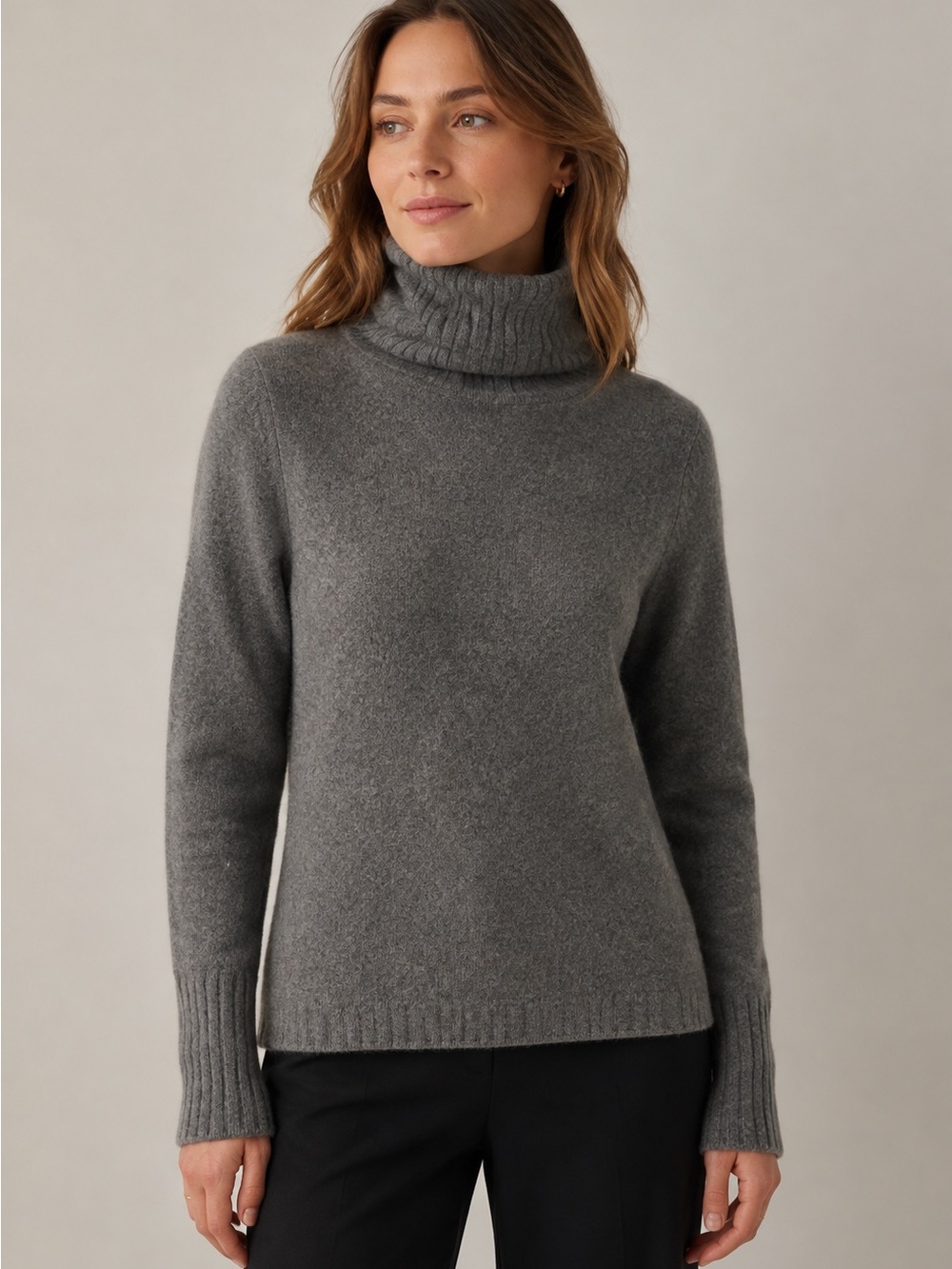 Kirkland Signature Women’s 100% Cashmere Turtleneck Sweater Gray Size M